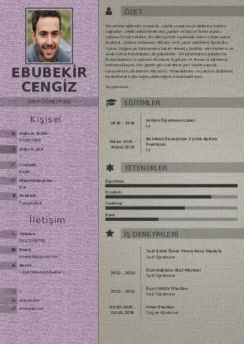 Sınıf Öğretmeni Cv Örnekleri cv indir